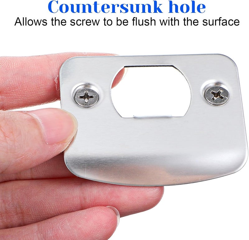 HaiFafafaing 2 Pack Door Strike Plate Deadbolt Strike Plate 2-1/4 Inch X 1-7/16 Inch Door Backplate Round Corner Strikes Plates for Interior Doors Home Office - Image 4